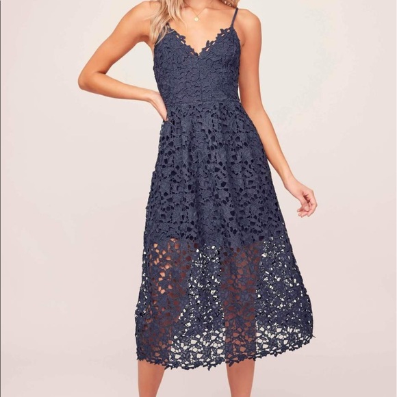 Astr Dresses & Skirts - ASTR lace midi dress navy blue